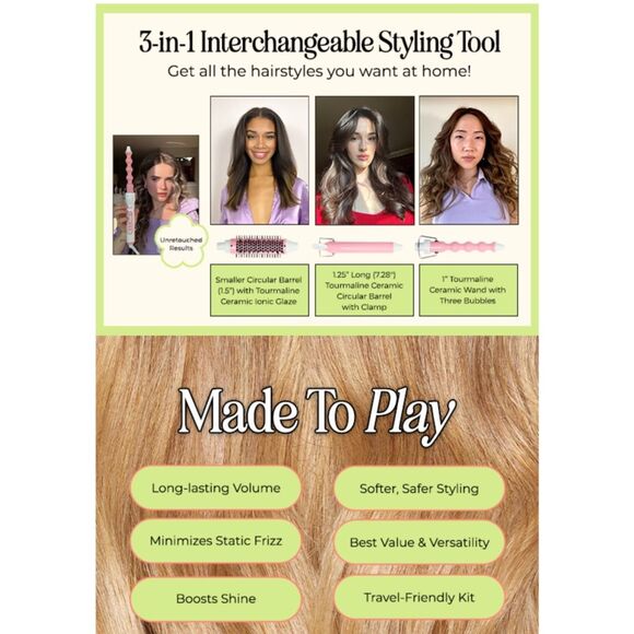 INH Quick Change Styler - Pink Multi-Tool Hair Set NWT main image 8
